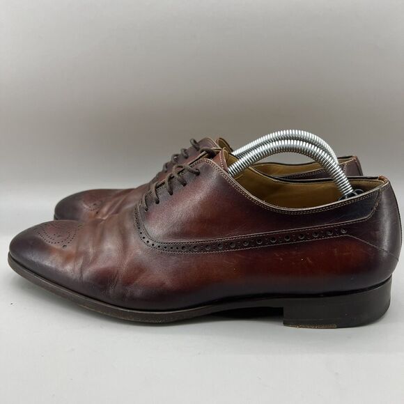 Magnanni Manolo Medallion Shoes Men\'s Size 9 M Cognac Brown Leather Dress Oxford main image 13